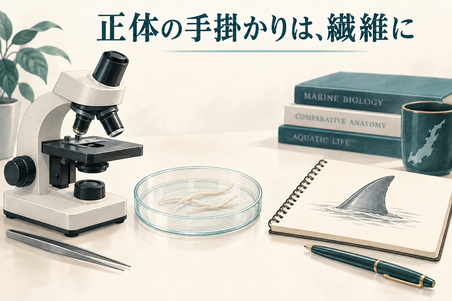 顕微鏡と繊維を描いた分析のイメージ