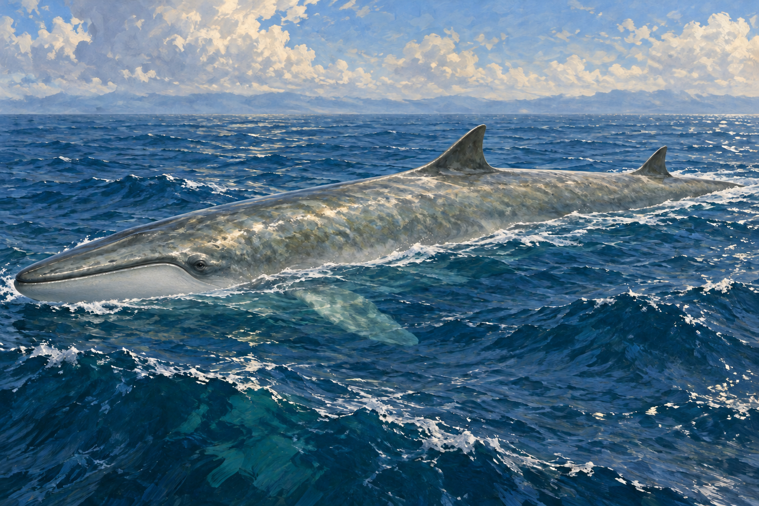 二つの背びれを持つジリオリのクジラの想像図